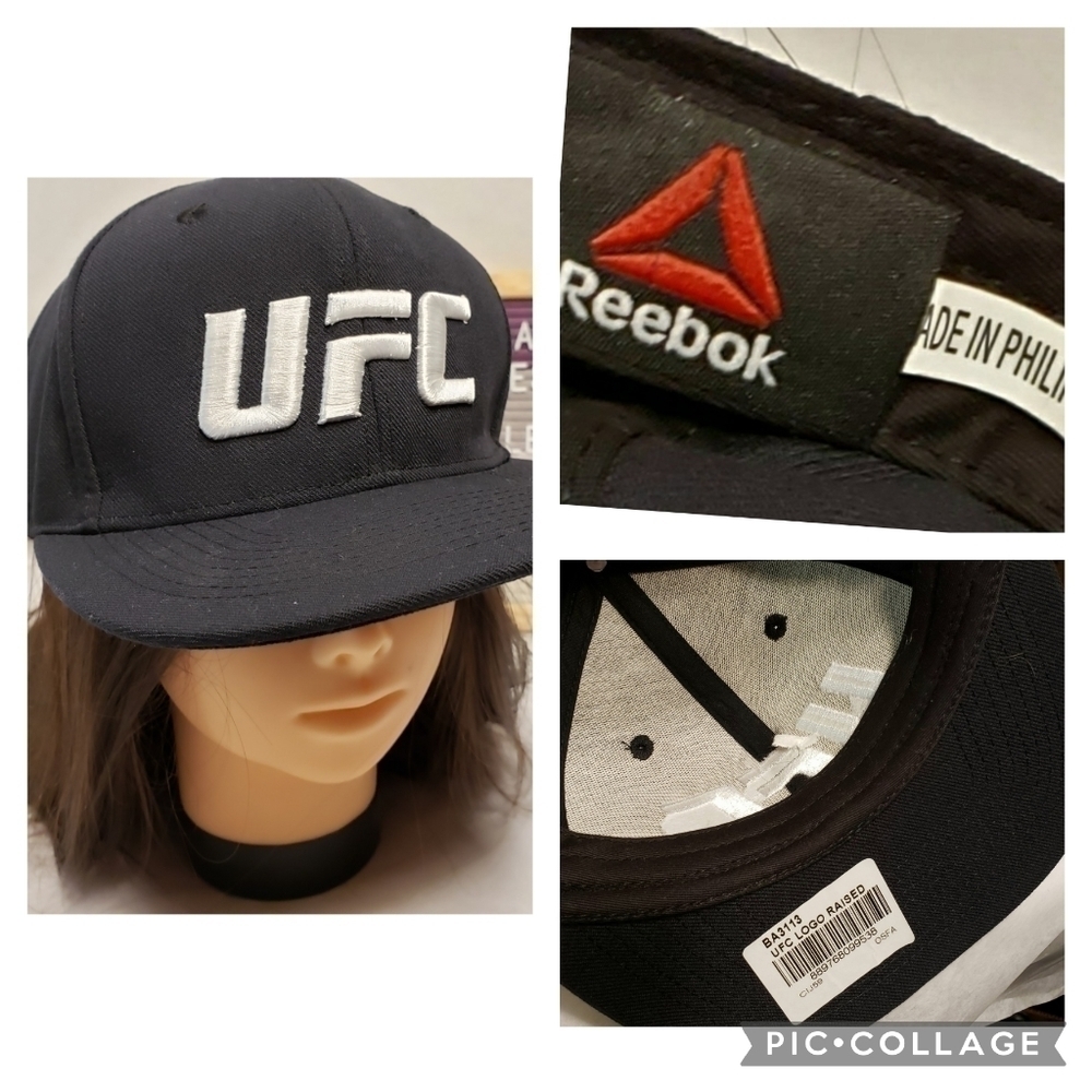 UFC Reebok SnapBack in black with white embroidery